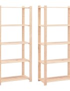 vidaXL 5-етажни стелажи 2 бр 80x38x170 см бор масив 250 кг