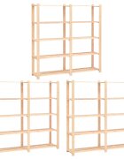vidaXL 5-етажни стелажи 3 бр 170x38x170 см бор масив 500 кг