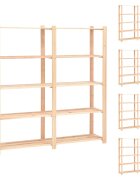 vidaXL 5-етажни стелажи 5 бр 170x38x170 см бор масив 500 кг