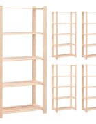 vidaXL 5-етажни стелажи 5 бр 80x38x170 см бор масив 250 кг