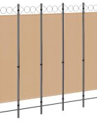vidaXL 5-панелна преграда Бежово 200 x 180 cm Текстил
