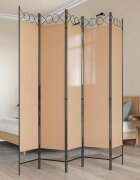 vidaXL 5-панелна преграда Бежово 200 x 200 cm Текстил