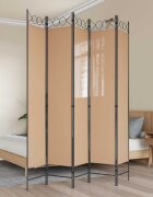 vidaXL 5-панелна преграда Бежово 200 x 220 cm Текстил