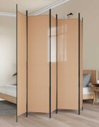vidaXL 5-панелна преграда Бежово 250 x 220 cm Текстил