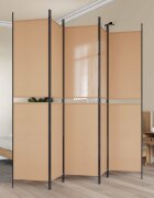 vidaXL 5-панелна преграда Бежово 250 x 220 cm Текстил