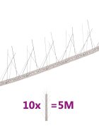 vidaXL 5-редови иноксови шипове срещу птици и гълъби 10 бр 5 м