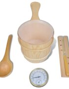 vidaXL 5 сауна аксесоари кофа лъжица пясъчен часовник термохигрометър