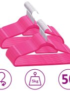 vidaXL 50 бр Комплект закачалки за дрехи антиплъзгащи розово кадифе