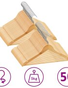 vidaXL 50 бр Комплект закачалки за дрехи антиплъзгащи твърдо дърво
