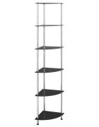 vidaXL 6-етажен рафт черен 30x30x160 см закалено стъкло