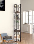 vidaXL 6-етажна библиотека бяла 40x30x210 см инженерно дърво