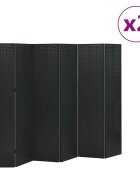 vidaXL 6-панелни паравани за стая 2 бр черни 240x180 см стомана