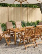 vidaXL 7-Piece Garden Dining Set 6-местни Таупе Солидно акациево дърво