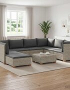 vidaXL 9 бр. Комплект ратанови мебели с възглавници GENDT Кубу сив