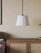 vidaXL Абажур за таванна лампа бял Ø20x15 см ракита