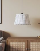 vidaXL Абажур за таванна лампа бял Ø38x23 см ракита
