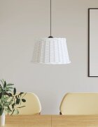 vidaXL Абажур за таванна лампа бял Ø45x28 см ракита