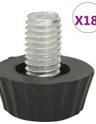 vidaXL Adjustable Furniture Feet M8 18 pcs Black