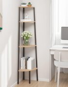 vidaXL Ъглов рафт с 4 нива светлокафяв и черен 455x315x150 см