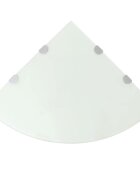 vidaXL Ъглов рафт с държачи в цвят хром бяло стъкло 45x45 см