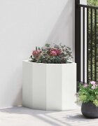 vidaXL Ъглов сандък за цветя Бяло 30 x 30 x 35 см Стомана