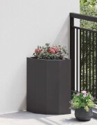 vidaXL Ъглов сандък за цветя Черно 30 x 30 x 50 cm Стомана