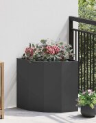 vidaXL Ъглов сандък за цветя Черно 45 x 45 x 50 см Стомана