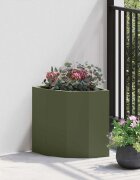 vidaXL Ъглов сандък за цветя Маслиненозелено 30 x 30 x 35 см Стомана