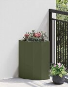 vidaXL Ъглов сандък за цветя Маслиненозелено 30 x 30 x 50 cm Стомана