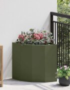 vidaXL Ъглов сандък за цветя Маслиненозелено 45 x 45 x 50 см Стомана