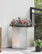 vidaXL Ъглов сандък за цветя Сребристо 45 x 45 x 50 см