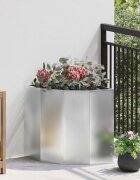vidaXL Ъглов сандък за цветя Сребристо 45 x 45 x 50 см