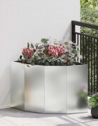vidaXL Ъглов сандък за цветя Сребристо 60 x 60 x 50 см