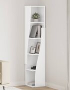 vidaXL Ъглов шкаф 275x27x140см Инженерна дървесина Лъскаво бяло