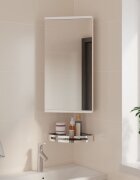 vidaXL Ъглов шкаф с огледало за баня бял 30x24x60 см