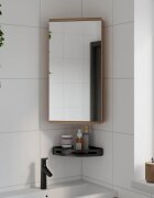 vidaXL Ъглов шкаф с огледало за баня дъб 30x24x60 см