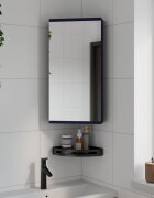 vidaXL Ъглов шкаф с огледало за баня сив 30x24x60 см
