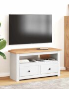 vidaXL Ъглов ТВ шкаф бял 93x49x49 см бор масив Panama Range