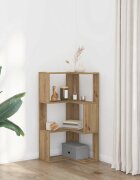 vidaXL Ъглова етажерка 3 нива дъб артизан 50x50x102 см инженерно дърво