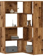vidaXL Ъглова етажерка 4 нива старо дърво 85x85x140 см инженерно дърво