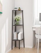 vidaXL Ъглова етажерка с 3 рафта черна 455x315x120 см