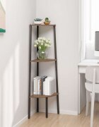 vidaXL Ъглова етажерка с 3 рафта Тъмнокафяво и черно 455x315x120 см