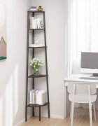 vidaXL Ъглова етажерка с 5 рафта черна 455x315x180 см