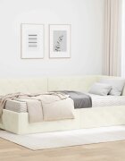 vidaXL Ъглова рамка за легло Крем 100 x 200 cm Кадифе