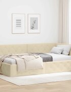 vidaXL Ъглова рамка за легло Крем 100 x 200 cm текстил