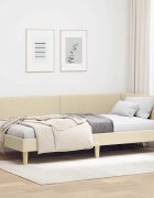 vidaXL Ъглова рамка за легло Крем 80 см x 200 см Тъкан и шперплат