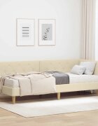 vidaXL Ъглова рамка за легло Крем 80 x 200 cm текстил