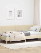 vidaXL Ъглова рамка за легло Крем 90 x 190 cm текстил