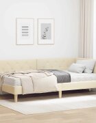 vidaXL Ъглова рамка за легло Крем 90 x 200 cm текстил