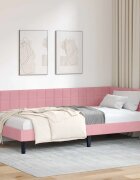 vidaXL Ъглова рамка за легло Розово 100 x 200 cm Кадифе